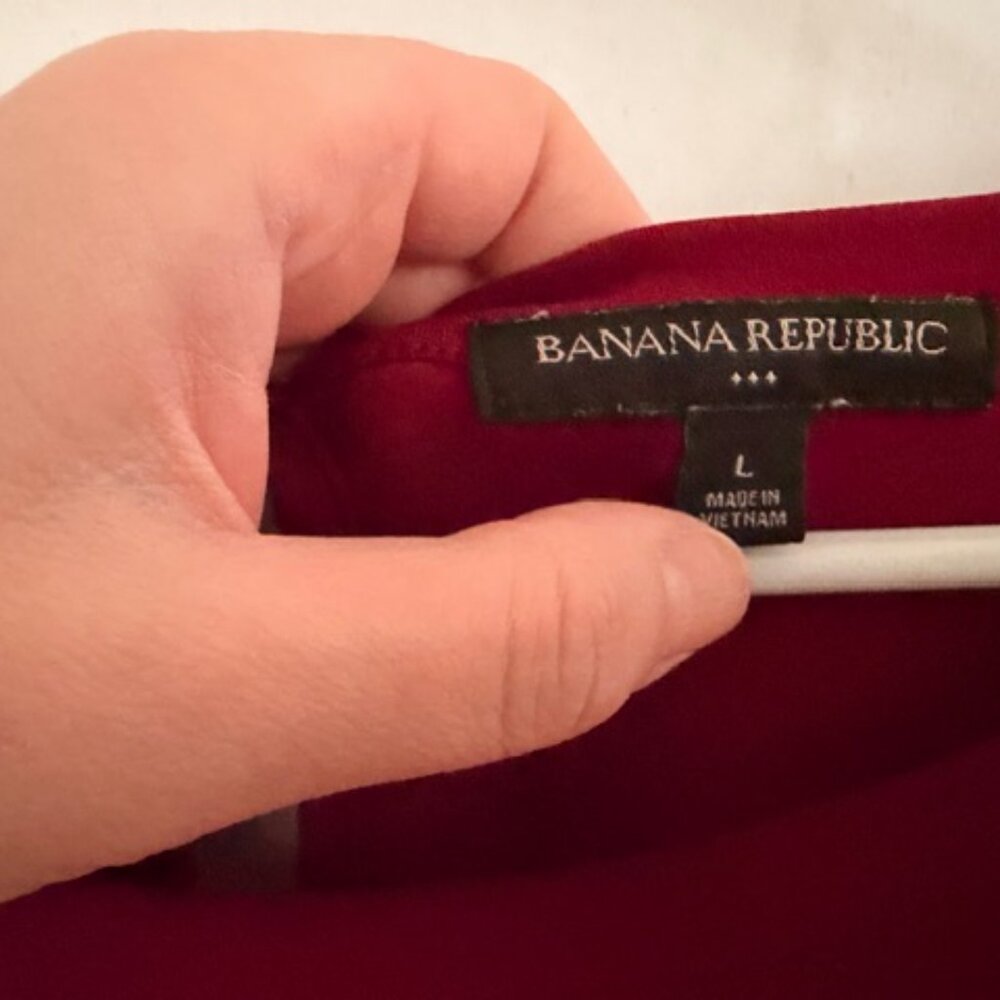 Banana Republic Long Sleeve Top Maroon Workwear Size Large - Picture 3 of 6